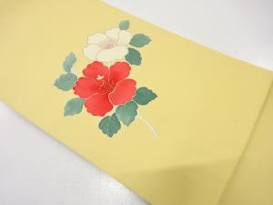 塩瀬　手描き　芙蓉模様　名古屋帯